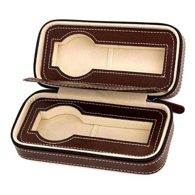 Etui podróżne na zegarki w stylu vintage, na zamek błyskawiczny, na 2 zegarki