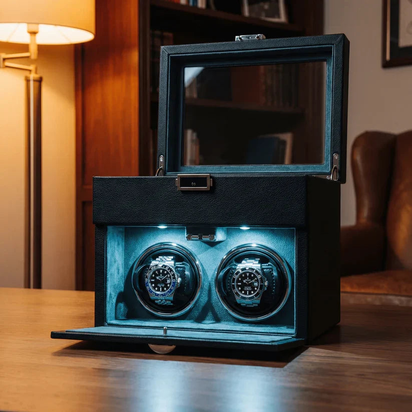 Rotomat na 2 zegarki w kuferku z ekoskóry, z podświetleniem LED, ujęcie 16