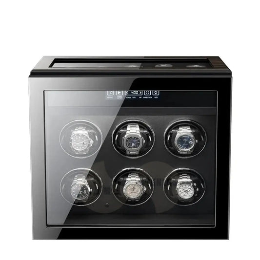 Rotomat na zegarki z 5 przegródkami do przechowywania, LCD, na 6 zegarków + 5 przegródek
