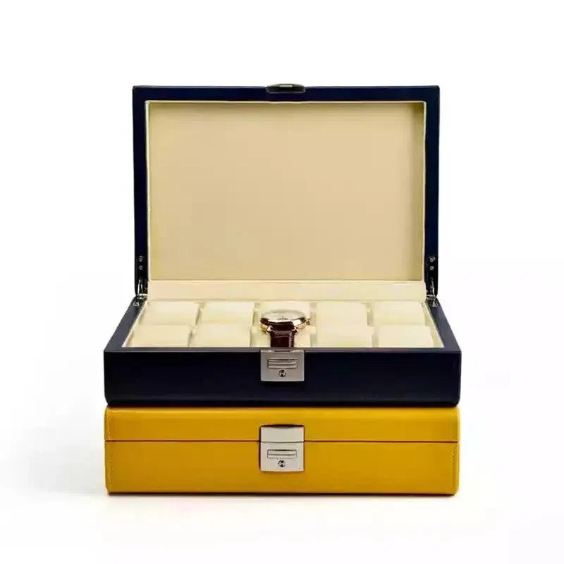 Duże pudełko na 10 zegarków, monochromatyczne, z ekoskóry, ujęcie 4
