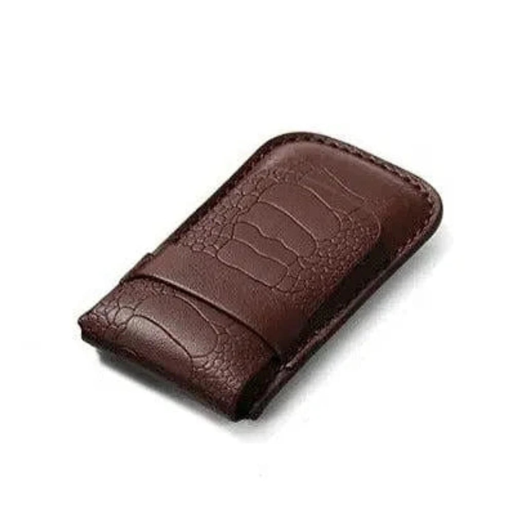 Etui na 1 zegarek, podróżne, ze wzorem skóry krokodyla, kolor kawowy