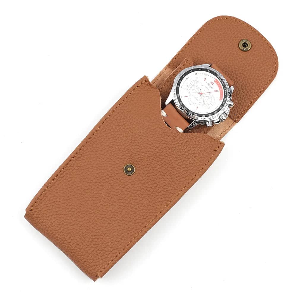 Etui na 1 zegarek, skórzane, płaskie, do podróży, ujęcie 4