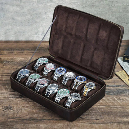 Etui na 12 zegarków ze skóry naturalnej, brązowe, eleganckie, ujęcie 4