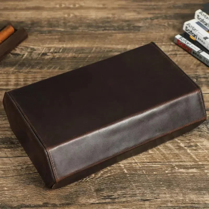 Etui na 8 zegarków ze skóry końskiej, w stylu retro, ujęcie 3