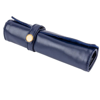Etui na zegarki podróżne, zwijane, skórzane, na 5 zegarków, kolor szafirowy