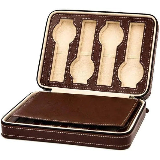 Etui podróżne na zegarki w stylu vintage, na zamek błyskawiczny, na 8 zegarków