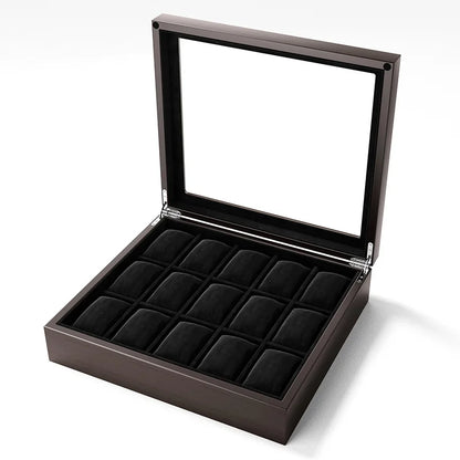 Pudełko na zegarki z drewna hebanowego, ciemny brąz i czerń, ujęcie 8