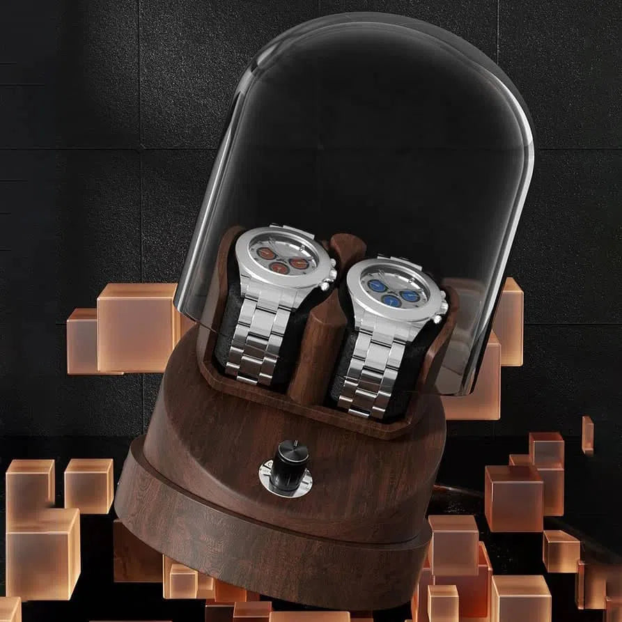 Rotomat na 2 zegarki pod szklanym kloszem, z oświetleniem LED, ujęcie 3