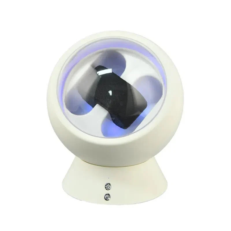 Rotomat na 2 zegarki w kształcie kuli, cichy, z podświetleniem LED, kolor biały
