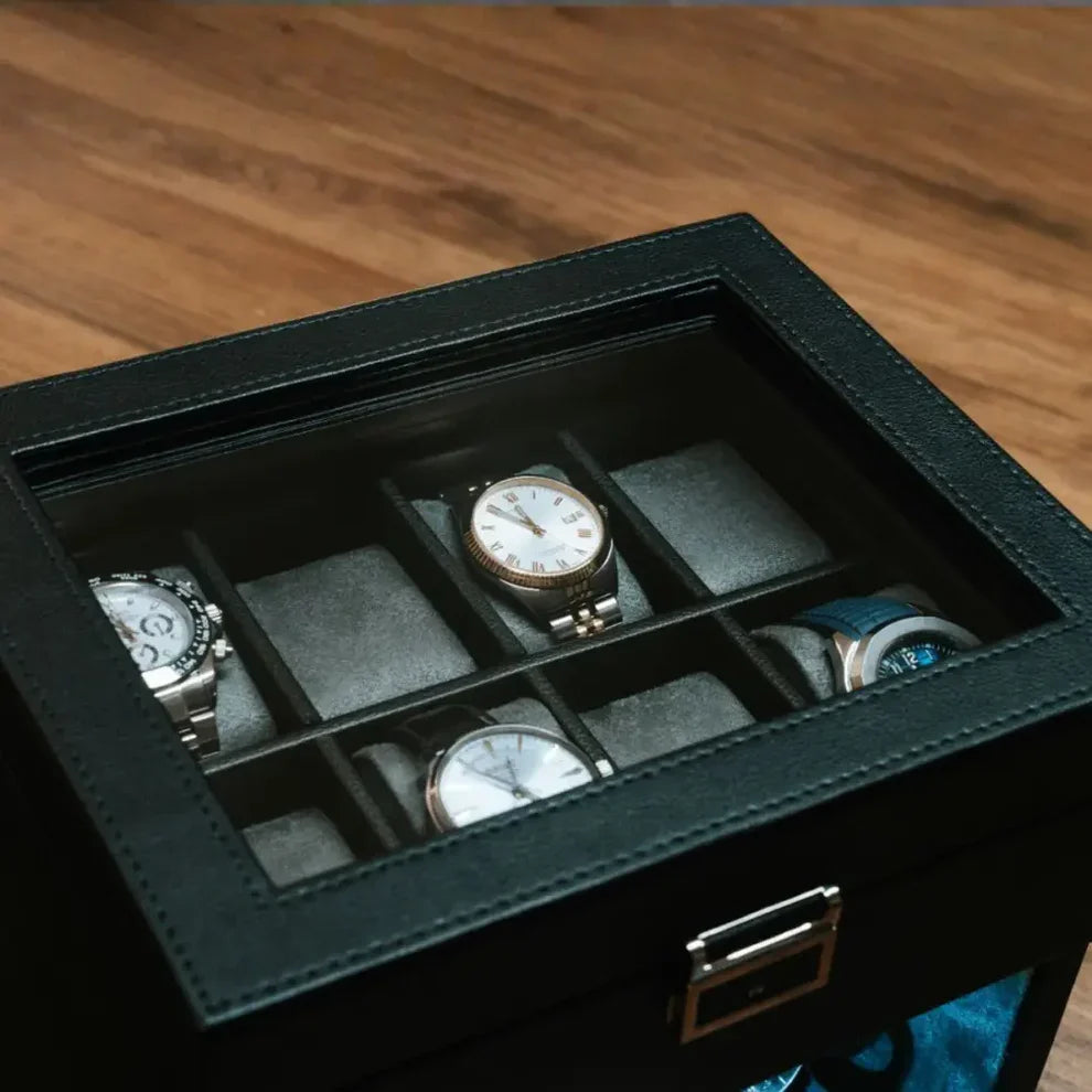 Rotomat na 2 zegarki w kuferku z ekoskóry, z podświetleniem LED, ujęcie 11