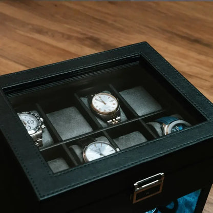 Rotomat na 2 zegarki w kuferku z ekoskóry, z podświetleniem LED, ujęcie 11