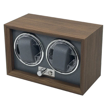 Rotomat na 2 zegarki w stylu vintage, z podświetleniem LED, kolor brązowo-szary