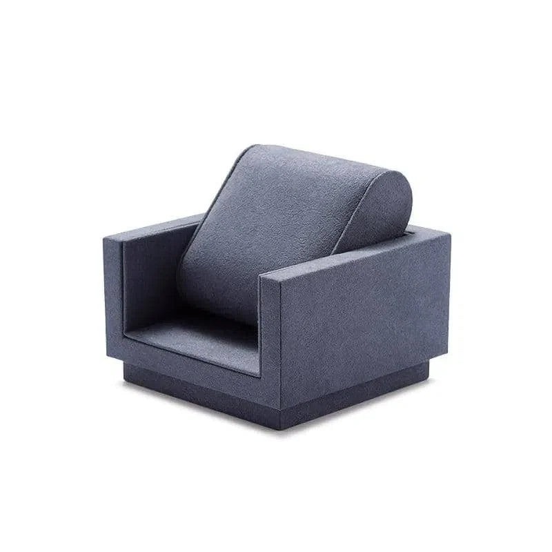 Stojak na zegarek w kształcie fotela, z miękką poduszką, kolor szary, wersja niska